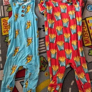 Posh Peanut Blue Pizza Print Romper